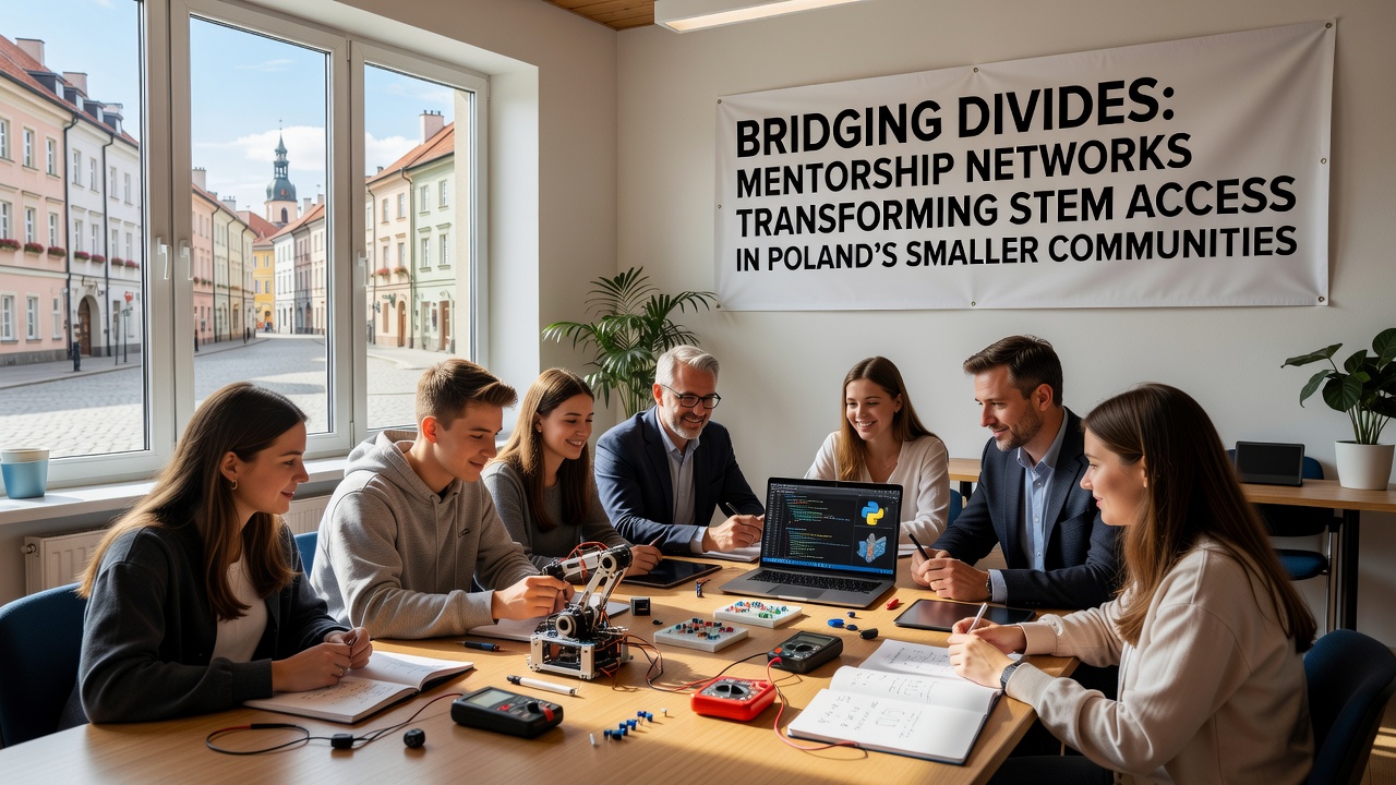 Group of students from a small Polish town presenting a renewable energy prototype during a virtual mentorship review